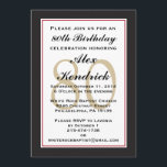 80th Birthday Party Invitation<br><div class="desc">This classy formal design features a black border with a thin red border, as well as a watermark in the background for the age. If you like the style of this invite but need a different colour scheme please message me. To change the font style, size or colour, click on...</div>
