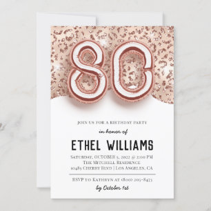 80th Birthday Party Invitation