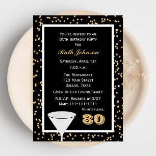 80th Birthday Party Invitation 80 and Confetti