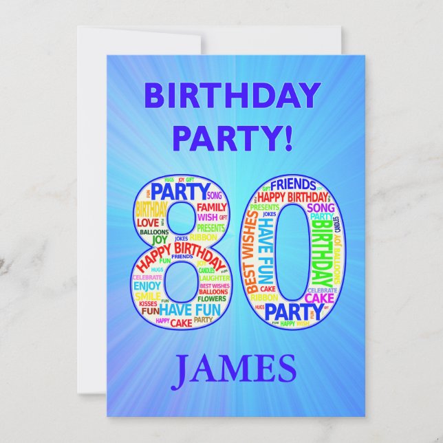 80th Birthday Party Invitation Add a Name (Front)