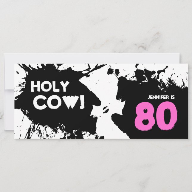 80th Birthday Party Invitation - Holy Cow! (Front)