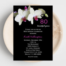 80th Birthday Party Invitation Orchids
