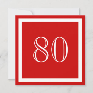 80th Birthday Party Invitation - Red