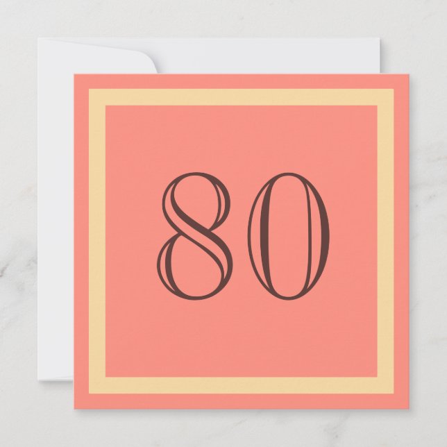 80th Birthday Party Invitation - Salmon Coral (Front)
