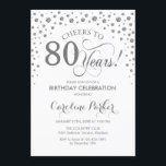 80th Birthday Party Invitation - Silver White<br><div class="desc">80th Birthday Party Invitation.
Elegant design with faux glitter silver and white. Cheers to 80 Years! Message me if you need further customisation.</div>