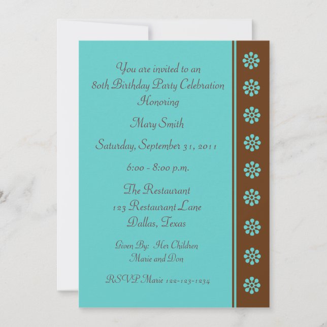 80th Birthday Party Invitation Template (Front)