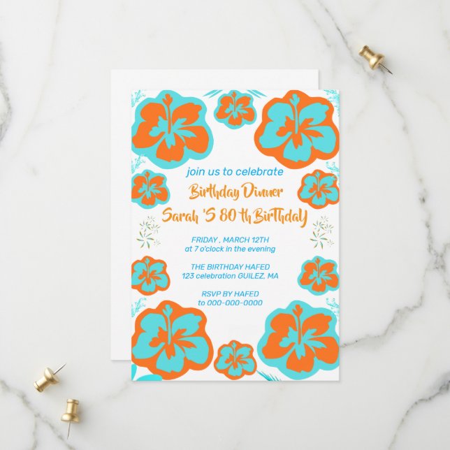 80th Birthday Party Invitation  Template for Mothe (Front/Back In Situ)