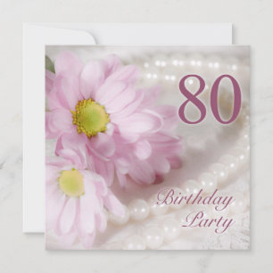 80th Birthday party invitation with daisies