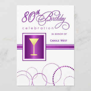 80th Birthday Party Invitations - with Monogram