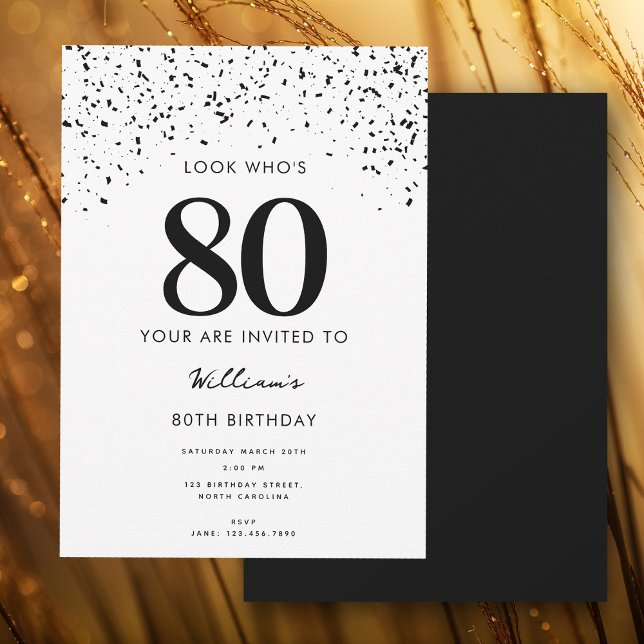 80th Birthday Party Look Who's 80 Modern  Invitation (80th Birthday Party Look Who's 80 Modern Invitation)