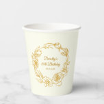 80th Birthday Party Luxe Gold Rose White Paper Cups<br><div class="desc">Elegant rose gold floral 80th birthday paper cup features pretty script calligraphy surrounded by a luxe gold rose wreath. The roses look beautiful with the soft ivory white background. You can actually change the background colour to any colour. All of the text can be edited. This item is part of...</div>