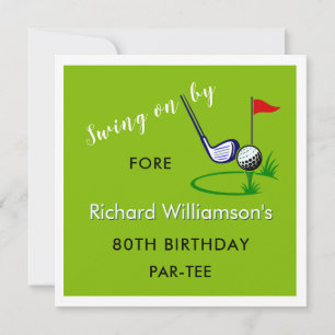 80th Birthday Party Men's Golf Theme Invitation