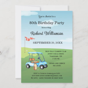 80th Birthday Party Men's Golf Theme Party   Invitation