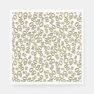 80th Birthday Party Number Pattern Gold/White Napkin
