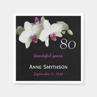 80th Birthday Party Orchid Paper Napkins