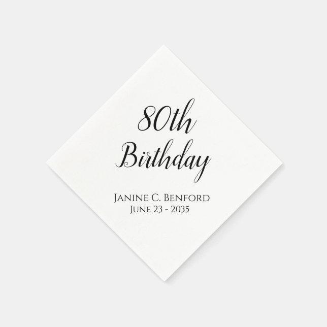80th Birthday Party Paper Napkins (Corner)