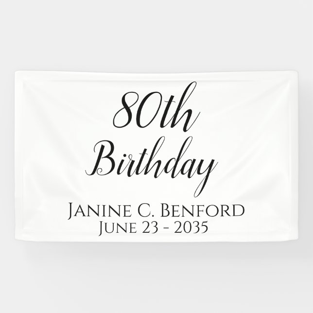 80th Birthday Party Personalised Banner (Horizontal)