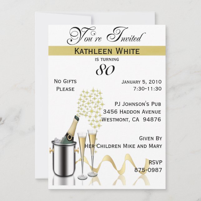80th Birthday Party Personalised Invitation (Front)