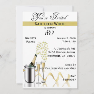 80th Birthday Party Personalised Invitation
