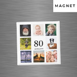 80th birthday party photo collage guy magnet<br><div class="desc">A magnet for a 80th birthday party for a guy, celebrating his life with a collage of 8 of your own photos. Templates for the age 80 and a date. Date of birth or the date of the party. Black coloured letters. White background. Perfect as a party favour, keepsake or...</div>