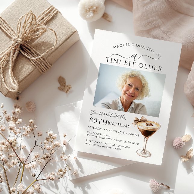 80th Birthday Party Photo  Espresso Martini Invitation (Creator Uploaded)
