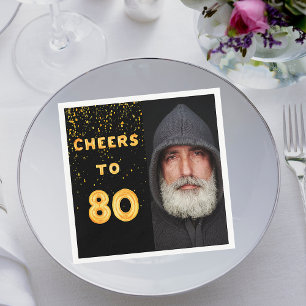 80th birthday party photo gold balloons black napkin