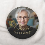 80th Birthday Party Photo Gold Script Cheers  Paper Plate<br><div class="desc">Celebrate an 80th birthday in style with these elegant photo gold script "Cheers" paper plates. Featuring a personalised photo and a gold script design,  these plates add a touch of sophistication to your celebration. Perfect for serving appetizers or desserts at an unforgettable milestone event.</div>