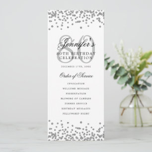 80th Birthday Party Program Menu Thanks Silver Invitation