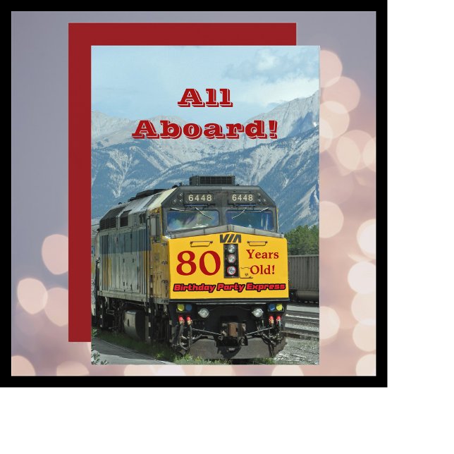 80th Birthday Party Railroad Train Engine Invitation (Creator Uploaded)