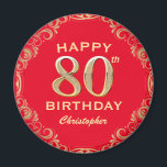 80th Birthday Party Red and Gold Glitter Frame Magnet<br><div class="desc">80th Birthday Party Red and Gold Glitter Frame Magnet. For further customisation,  please click the "Customise it" button and use our design tool to modify this template.</div>