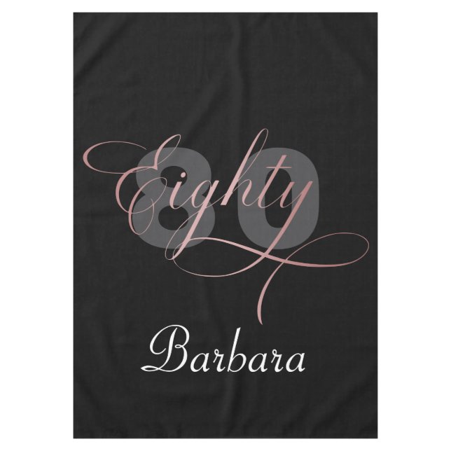 80th Birthday Party Rose Gold Script  Tablecloth (Front)