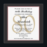 80th Birthday Party Square Invitation<br><div class="desc">This classy formal design features a black border with a thin red border, as well as a watermark in the background for the age. If you like the style of this invite but need a different colour scheme please message me. To change the font style, size or colour, click on...</div>