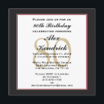 80th Birthday Party Square Invitation<br><div class="desc">This classy formal design features a black border with a thin red border, as well as a watermark in the background for the age. If you like the style of this invite but need a different colour scheme please message me. To change the font style, size or colour, click on...</div>