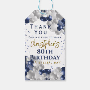 80th Birthday Party Thank You Gift Tags