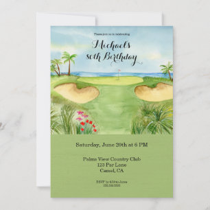 80th Birthday Party Tropical Golf Course Invitation