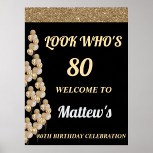 80th birthday party welcome sign for men