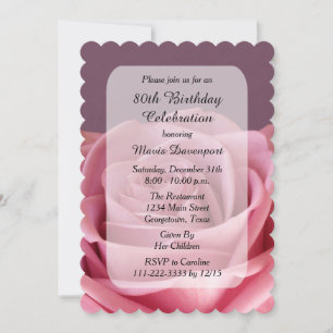 80th Birthday Party with Rose Invitation