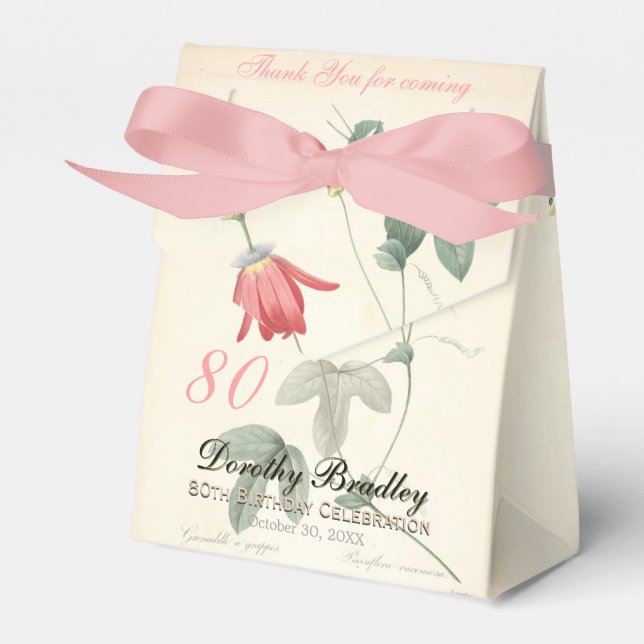 80th Birthday Passiflora Custom Thank You Favour B Box (Front Side)