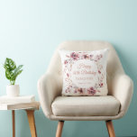 80th Birthday Personalised Burgundy Pink Floral Cushion<br><div class="desc">Add a pretty touch to your decor with this personalised burgundy and dusty pink floral throw pillow. An elegant watercolor wreath decorates the front and back. Four lines of text allow you to personalise the party balloon. Two decorative traditional fonts create a harmonious design. I chose Happy 80th birthday and...</div>