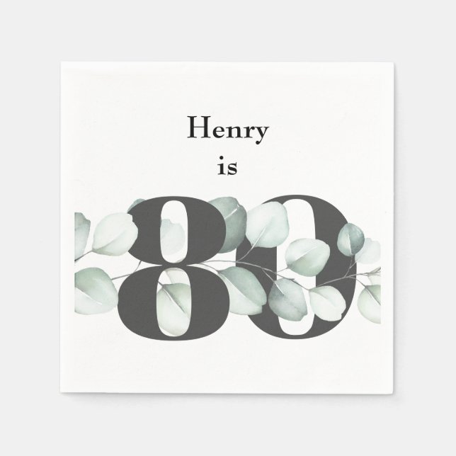 80th Birthday Personalised Cocktail Napkins (Front)