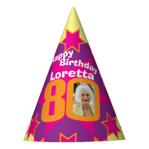 80th birthday personalised photo star name hat