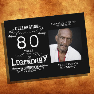80th Birthday Photo Black Vintage Birthday Invites Postcard