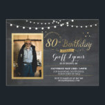 80th Birthday Photo Chalk Rustic Gold Invitation<br><div class="desc">80th Birthday - Add your photo to this vintage style chalk invite. Add any age. Back print included.</div>