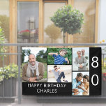 80th Birthday Photo Collage 5 Picture Black White<br><div class="desc">Personalised banner celebrating a 80th Birthday - or customise for any other age! The photo template is set up for you to add 5 of your favourite photos which are displayed in a photo collage of horizontal landscape and vertical portrait formats. The wording simply reads "Happy Birthday [your name]" in...</div>