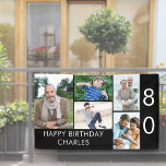 80th Birthday Photo Collage 5 Picture Black White Banner<br><div class="desc">Personalised banner celebrating a 80th Birthday - or customise for any other age! The photo template is set up for you to add 5 of your favourite photos which are displayed in a photo collage of horizontal landscape and vertical portrait formats. The wording simply reads "Happy Birthday [your name]" in...</div>
