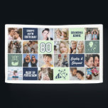 80th Birthday Photo Collage Custom Mint Blue Banner<br><div class="desc">Celebrate a milestone in style with this 80th Birthday Photo Collage Banner. Easily personalize it with your own photos, custom text, and theme colors to create a one-of-a-kind decoration for your party. Perfect for displaying cherished memories. This banner makes a stunning backdrop for birthdays, photo booths, and event décor. Designed...</div>