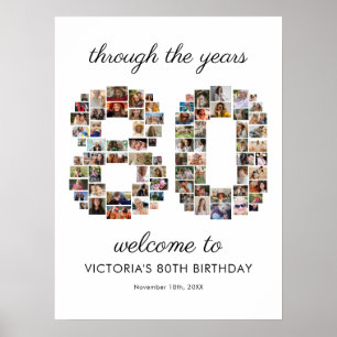 80th Birthday Photo Collage Welcome Poster