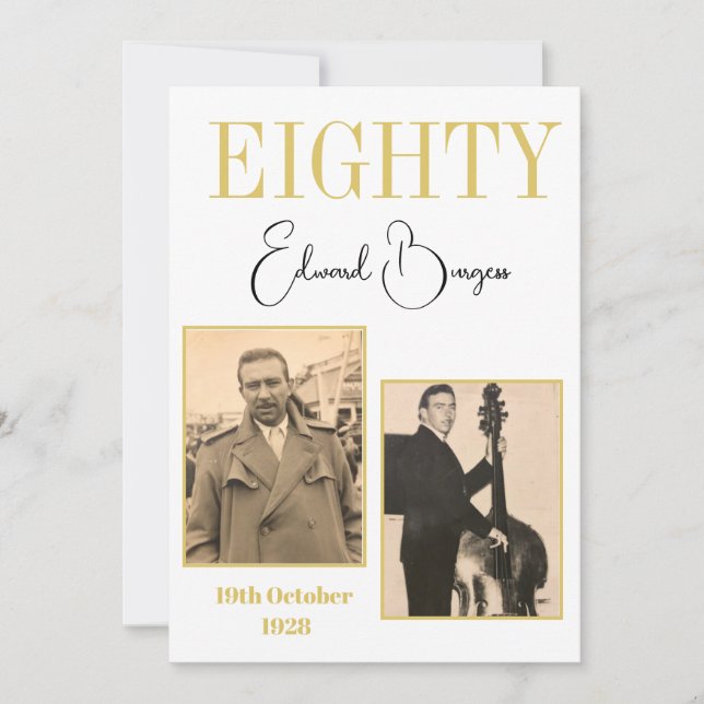 80th Birthday Photo Male Modern Birthday Invitation (Front)