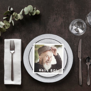 80th birthday photo napkin