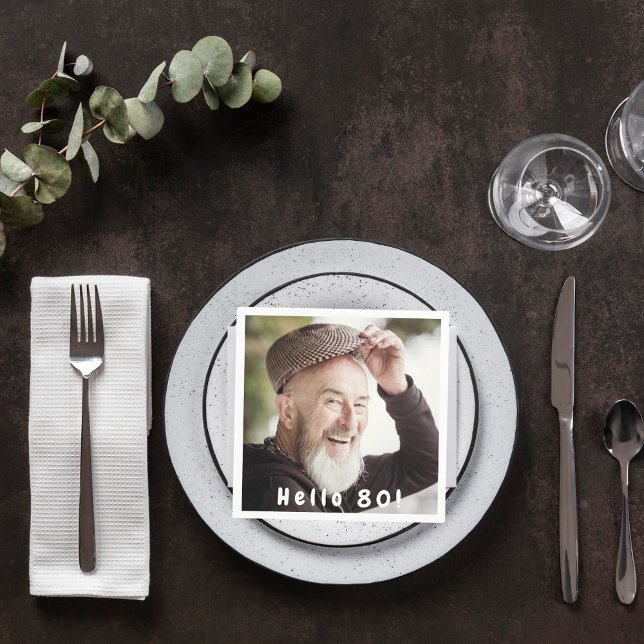 80th birthday photo napkin (Creator Uploaded)